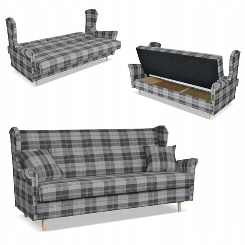 Sofa Uszak FELDA rozkładana fspania Family meble krata szara na Arena.pl