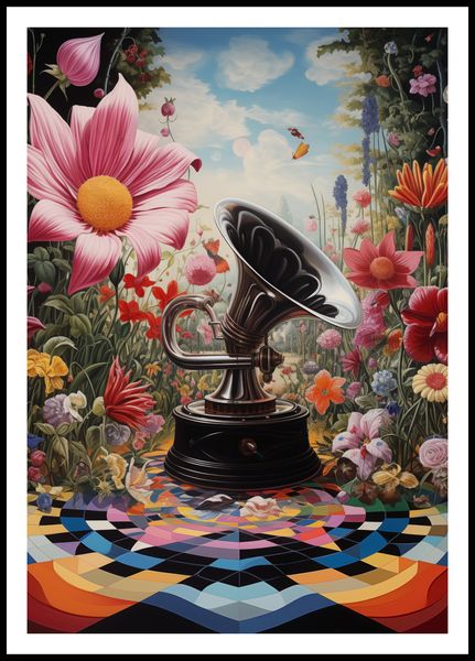 Plakat 68x98cm Gramofon w Kwiatach zdjęcie 3