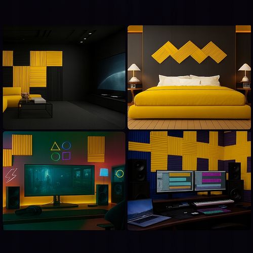 PIANKA MATA GĄBKA WYGŁUSZAJĄCA AKUSTYCZNA 3 m2 Studio nagrań, biuro | Żółty na Arena.pl