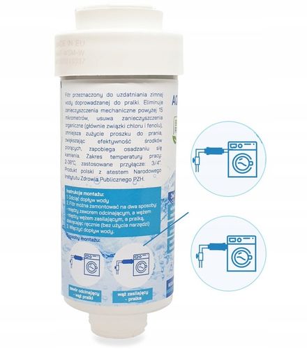 FILTR WODY PRYSZNICOWY BIAŁY + DO PRALKI PRALKOWY NA ROK 3w1 AQUA shock na Arena.pl