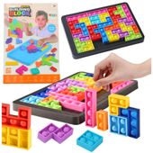 Gra Tetris Pop-It Układanka Puzzle 3w1 Sensoryczna Kolorowa 27el