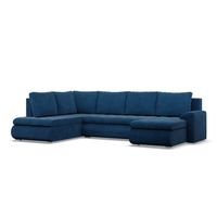 NAROŻNIK FORESTA XXL Z OTOMANĄ NIEBIESKI GRANATOWY KANAPA POSO SZTRUKS