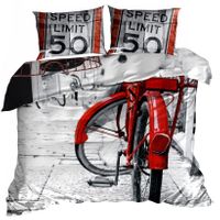 Pościel 3D bawełna satyna 160x200cm CZERWONY ROWER