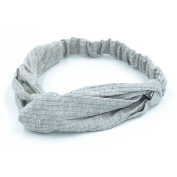 Opaska gumka do włosów węzeł boho szara zdjęcie 1