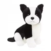 Pluszowy pies siedzący, czarno-biały