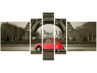 OBRAZ CZERWONY CITROEN 2CV WIEŻĄ EIFFLA