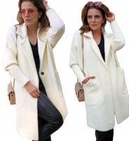 PRZEJŚCIOWY PŁASZCZ Z ALPAKI DUŻY ROZMIAR KOLOR BIAŁY