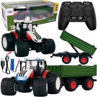 DUŻY TRAKTOR ZDALNIE STEROWANY Z PRZYCZEPĄ I ŚWIATŁAMI RC CIĄGNIK USB