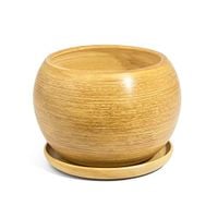 Doniczka Ceramiczna KULA 3 z podstawką jasny brąz eco