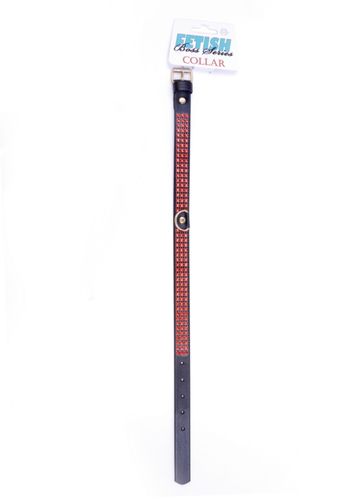 fetish b   series collar with crystals 2 cm red line na Arena.pl