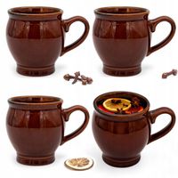 Komplet 4x KUBEK kamionkowy DO GRZAŃCA na grzane wino piwo zestaw do wina