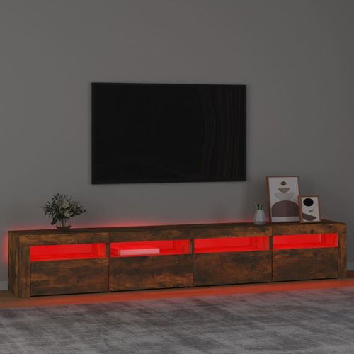 Szafka pod TV z oświetleniem LED, przydymiony dąb, 240x35x40 cm na Arena.pl