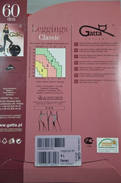 Getry Leggings 60DEN, Gatta, czerwony, 4-L zdjęcie 2