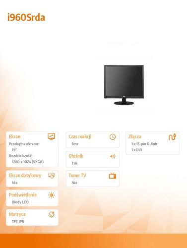 AOC 19" i960Srda LED IPS DVI 5:4 Czarny na Arena.pl
