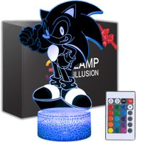 LAMPKA NOCNA 3D DLA DZIECI SONIC BIURKO BAJKA LED 7 KOLOR USB ECO + PILOT
