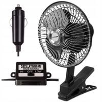 WENTYLATOR WIATRAK SAMOCHODOWY DO AUTA 12V OBROTOWY Z OSCYLACJĄ NA KLIPS