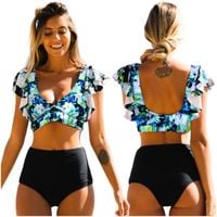 Strój kąpielowy XL dwuczęściowy kostium boho damski modelujący czarny