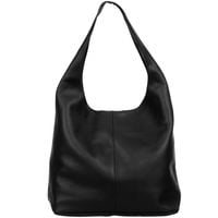 VERA PELLE torebka skórzana worek na ramię z saszetką V517 czarna