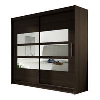 Szafa przesuwna Bega III z lustrem 180cm - pojemna garderoba - CHOCO