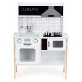 DREWNIANA KUCHNIA LED DŹWIĘKOWA DLA DZIECI Z OŚWIETLENIEM I DŹWIĘKIEM