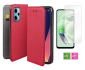Etui z klapką do XIAOMI REDMI NOTE 12 5G pokrowiec czerwony +szkło na ekran