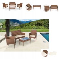 ZESTAW MEBLI OGRODOWYCH Z TECHNORATTANU ŁAWKA STÓŁ KRZESŁA BRĄZ MultiGarden