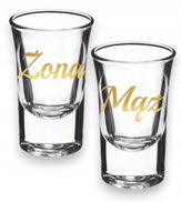 Kieliszki oszukane GRUBE DNO złoty napis Mąż Żona 15ml wesele ślub do wódki