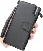 Duży Męski Portfel Skórzany Zatrzask Czarny Skóra