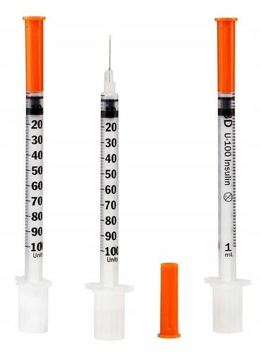 STRZYKAWKA INSULINOWA 1 ML ZESPOLONA Z IGŁĄ 0,33 x 12,7 mm - 100 szt. na Arena.pl