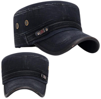 Czapka z daszkiem patrolówka męska Vintage jeansowa czarna