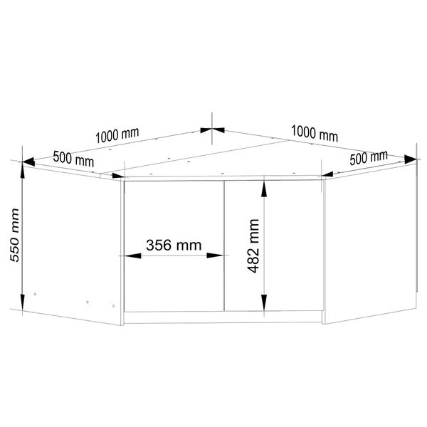 Nadstawka na szafę narożną 100 cm - szara - 2 drzwi zdjęcie 3