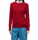 Tommy Hilfiger Sweter z miękkiej wełny ze splotem warkoczowym Czerwony S
