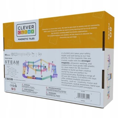 Cleverclixx - Klocki magnetyczne Large Race Track Pastel - 80 el. na Arena.pl