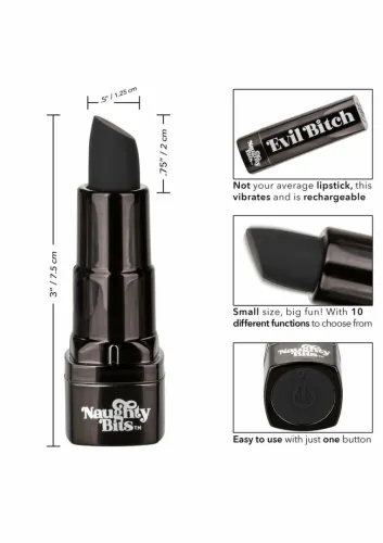 evil bitch lipstick vibrator mini masażer 10 trybow czarny 4 cale na Arena.pl