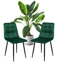 Zestaw 2 szt krzesło tapicerowane welurowe do salonu jadalni velvet zielony