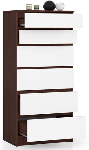 KOMODA K60 6 SZUFLAD WENGE / BIAŁA na Arena.pl