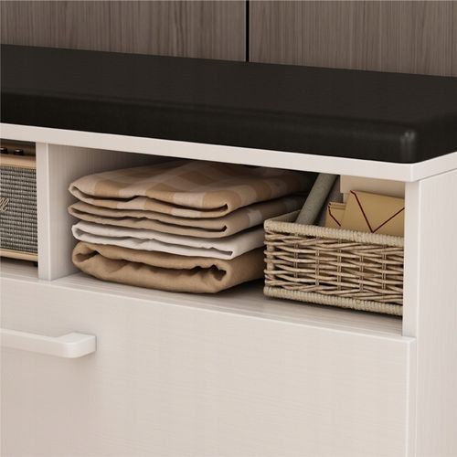 Szafka na buty biała ze schowkiem otwierana na Arena.pl