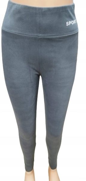 LEGGINSY spodnie LEKKO OCIEPLONE Z wysokim stanem M/L SZARE modne hit zdjęcie 1