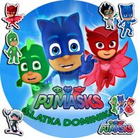 OPŁATEK NA TORT 30CM - PIDŻAMERSI PJMASKS + IMIĘ + GRATIS! 24CM 26CM