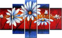 70 100CM OBRAZ 5 ELEM POLNE KWIATY DRUK PŁÓTNO