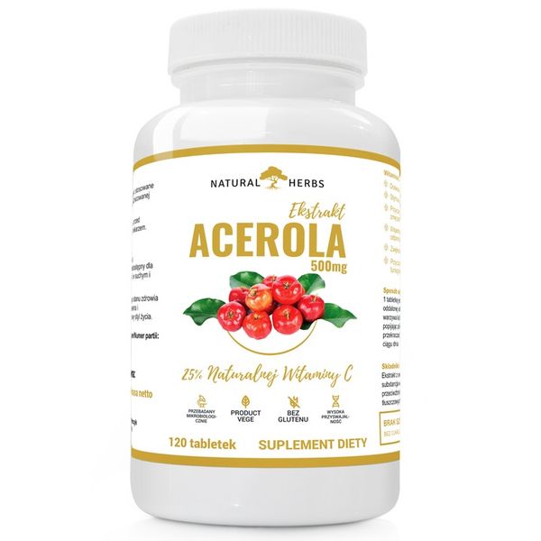 EKSTRAKT ACEROLA 500mg Naturalna Witamina C 120tab zdjęcie 1