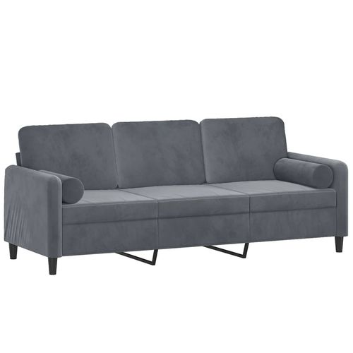 3-osobowa sofa z poduszkami, ciemnoszara, 180 cm, aksamit na Arena.pl