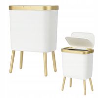 Kosz na Śmieci 15B01-RE Biały Gold do Kuchni Pokrywą Dociskową 15L