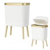 Kosz na Śmieci 15B01-RE Biały Gold do Kuchni Pokrywą Dociskową 15L