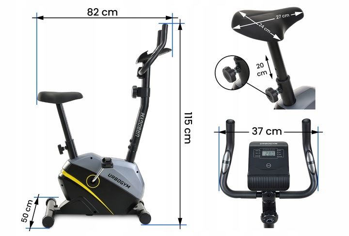 ROWER stacjonarny treningowy URBOGYM OXYGEN YELLOW zdjęcie 8