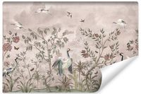 Fototapeta ŻURAWIE Ptaki Drzewa Kwiaty Retro Abstrakcja 368cm x 254cm