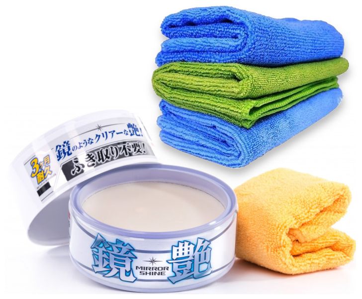 Soft99 Mirror Shine Wax Light 200g + 3 Mikrofibry zdjęcie 1