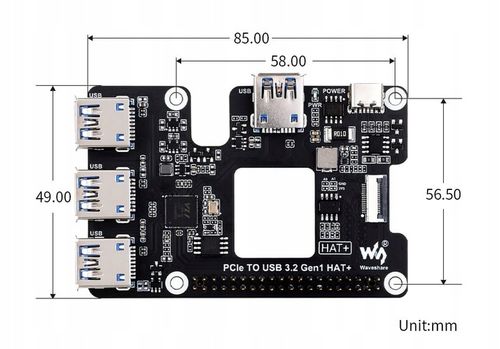 Rozszerzenie PCIe USB 3.2 dla Raspberry Pi 5, HUB PCIe na 4 x USB na Arena.pl