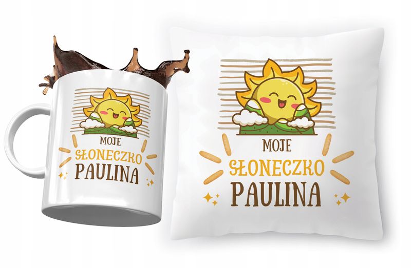 Zestaw Dla Pauliny Poduszka + Kubek Dla Dziecka Z Nadrukiem Ze Zdjęciem zdjęcie 1