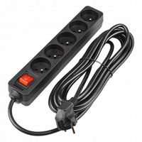 LISTWA ZASILAJĄCA 5 GNIAZD 5M UZIEMIENIE CZARNA 3680W